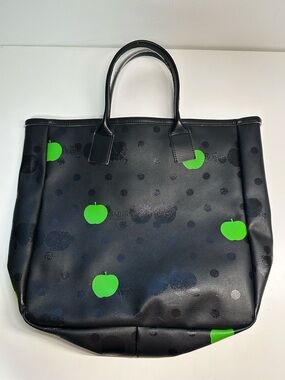 Comme des Garcons X Beatles Black Tote with Green Apple Motif